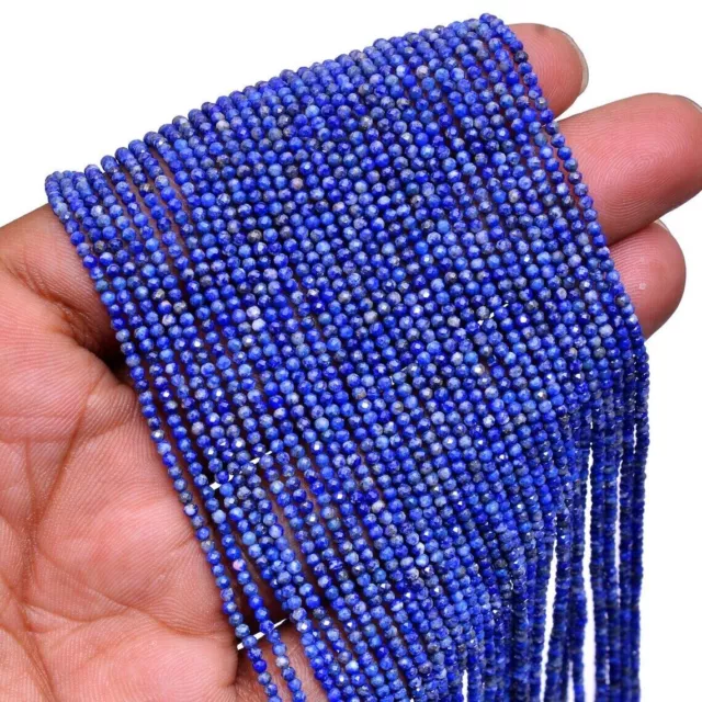 AAA Lapislazuli 2mm-3mm Runde Facettierte Perlen | 13 Zoll 2Strang...