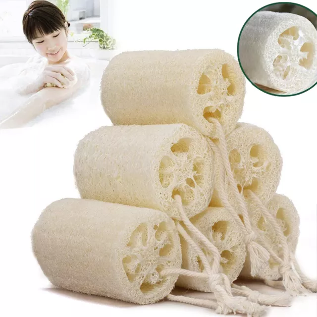 1-12PCS Natural Loofah Bath Shower Sponge Body Scrubber Remover Bathing Massage