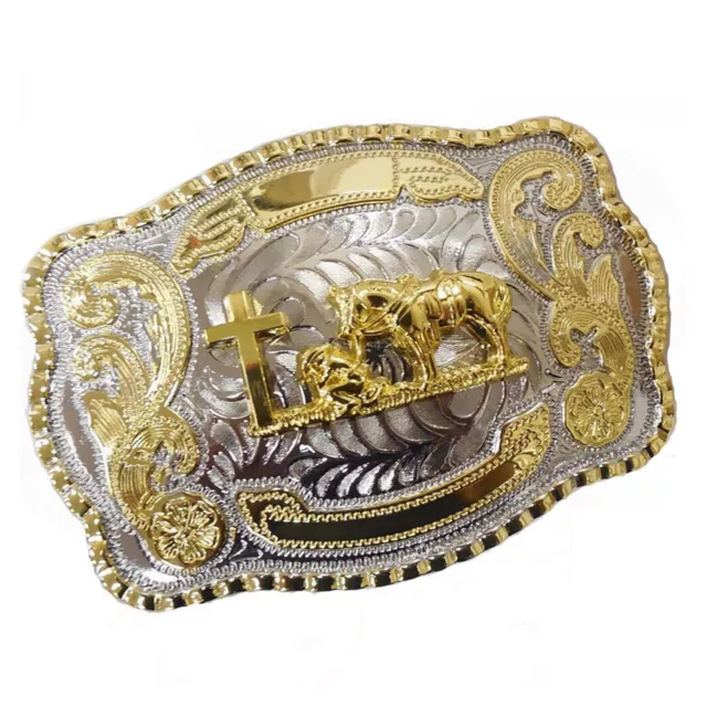 Cross Praying Animal Long Huge Rodeo Big Cowboy Western Shine Belt Buckle