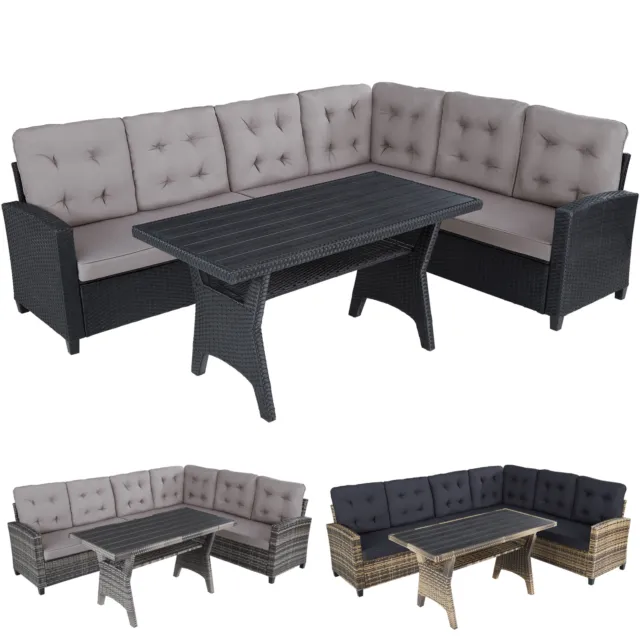 Poly Rattan Lounge Sitzgruppe Essgruppe Garten Möbel Garnitur Eck Sofa Tisch Set