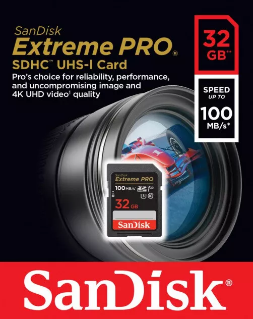 SanDisk Extreme Pro SD Carte Mémoire 4K UHS-I 32GB 64GB 128GB 256GB 512GB 1TB