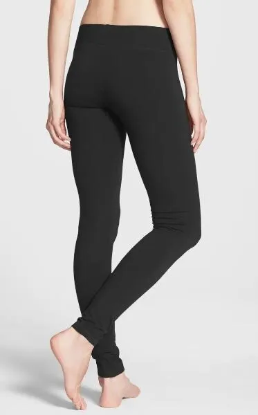 Hue Women's Ultra-Wide Waistband Mid-Rise Leggings in Black XSmall MSRP $40 2