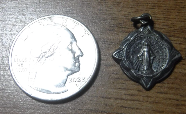 VINTAGE MIRACULOUS MEDAL of The Blessed Virgin Mary, Sterling Silver ...