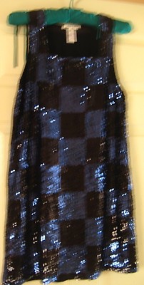 Alice + Olivia Sequin Dress VERY CUTE BLACK & BLUE Lined Brand New Gorgeous - M