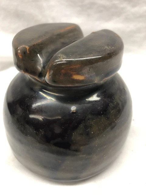 Vintage Brown Ceramic Porcelain Glazed Electric Insulator Two Toned Antique
