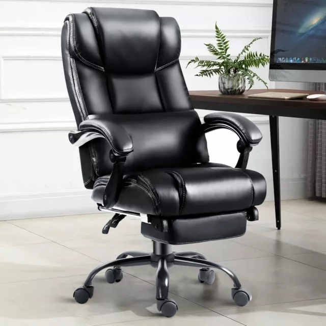 Black Executive Chair Leather Computer Office Chair Swivel Recliner Gaming Chair