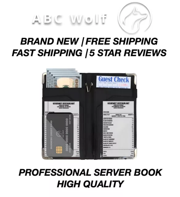 Premium ABC Wolf Server Waiter Waitress Book | Wallet Organizer Waiter Wallet