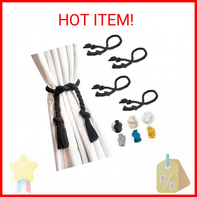 Yteseery 4 Pack Curtain Ties, Outdoor Curtain Tiebacks Rope for Patio Gazebo Per