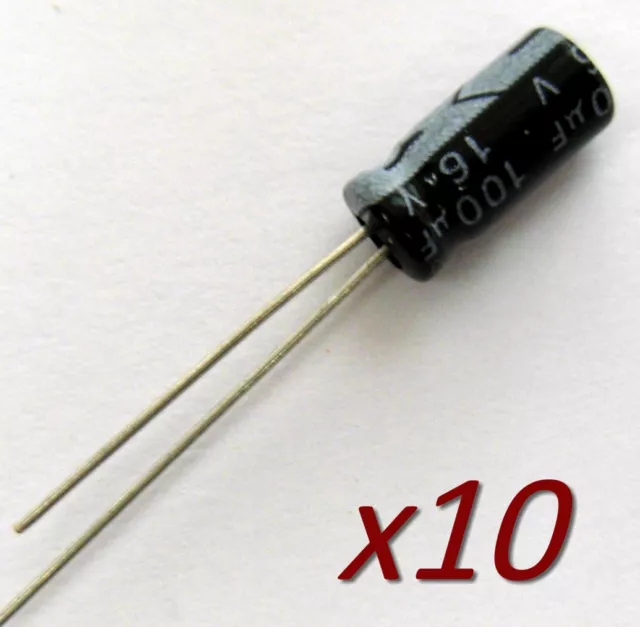 10x condensateur électrolytique 16V 100uF Radial Electrolytic Capacitor 11x5mm