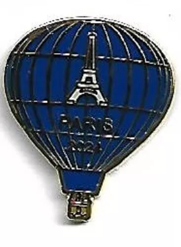 pin's montgolfière bleue tour eiffel paris jo 2024