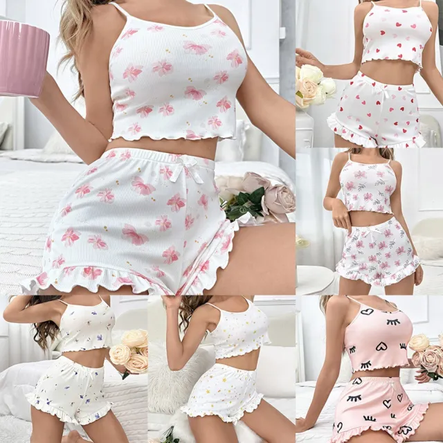 Short côtelé sexy pyjama costume pour femmes petites fleurs vêtements maison