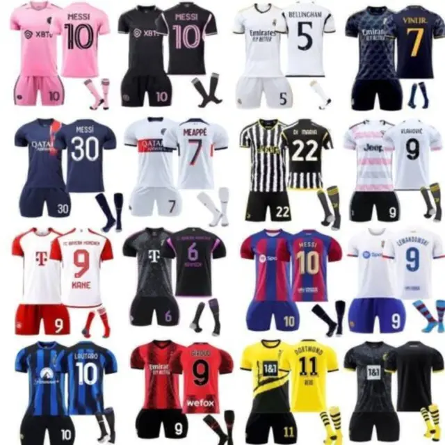 UK 23-24 Adults Kids Kits Training Suits Short Shirt+Shorts+Sock Sports Sets/-/