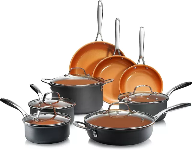 Gotham Steel Pro Pots and Pans Set Nonstick 13 Piece Hard Anodized Cookware Sets