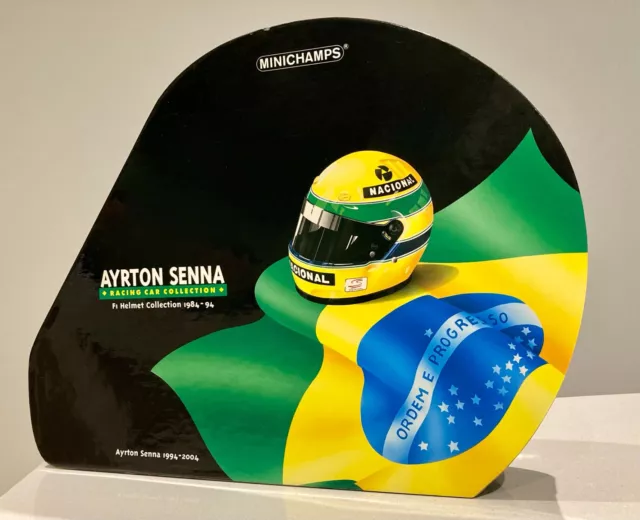 RARE Minichamps Ayrton Senna Limited Edition 1:8 Scale Diecast F 1 Helmet Set