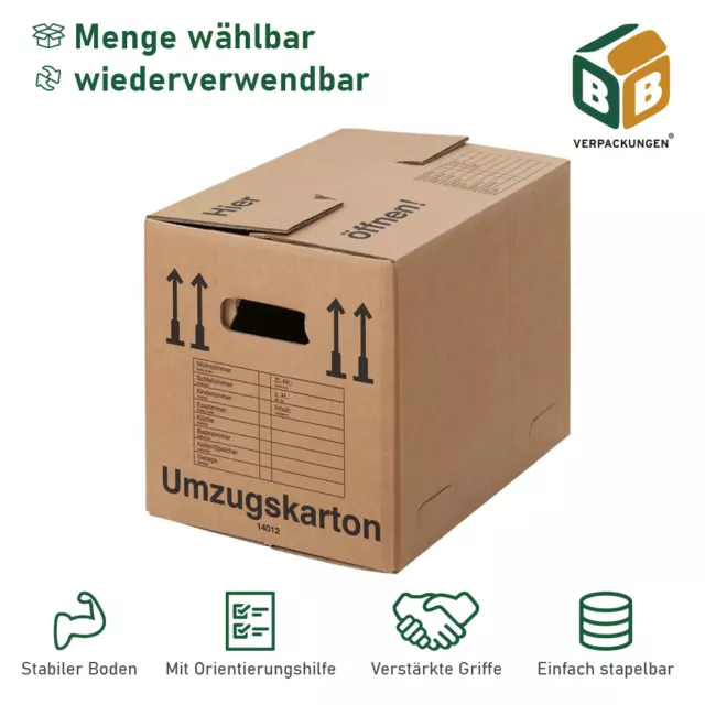 Umzugskartons stabil belastbar bis 40 kg PROFI-Qualität Innenmaß 500 x 350 x 370