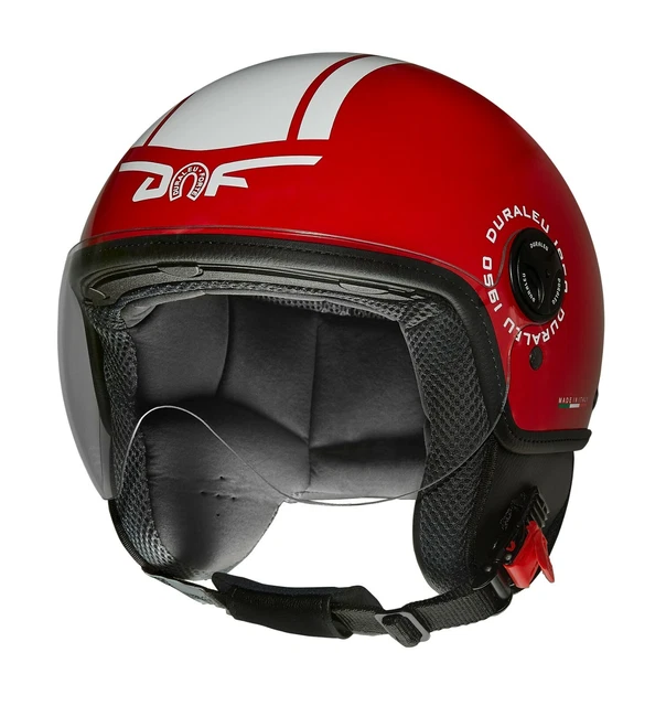 CASCO DURALEU SP3 Jet Demi Jet Interno Lavabile Rosso Bianco