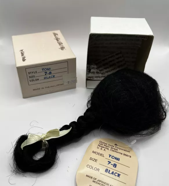 Vintage Global Dolls Doll Wig 7-8 inches Toni Long Black Braid New In Box NIB Vintage Global Dolls Doll Wig 7-8 inches Toni Long Black Braid New In Box NIB