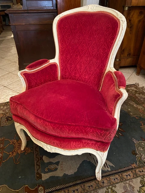 Fauteuil baroque enfant velours rouge et bois argent