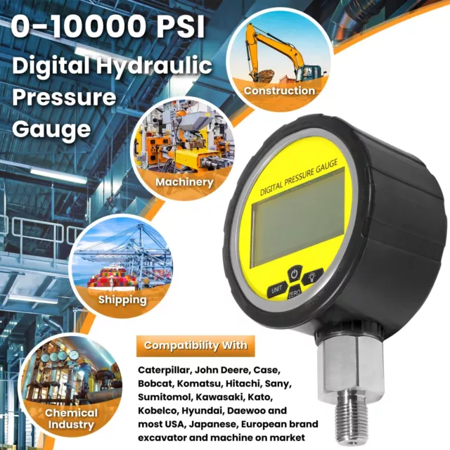 New Digital Hydraulic Pressure Tester Gauge 10000PSI, 700BAR, 1/4" NPT 2