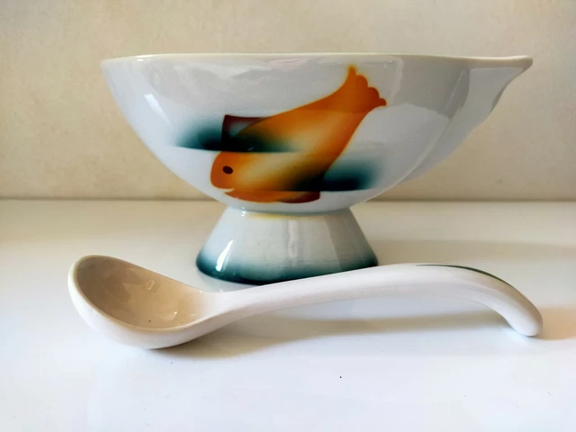 🔵 GALVANI pordenone ceramica deco futurista aerografo  salsiera pesce