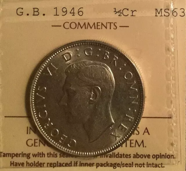 1946 Great Britain George VI .500 Silver Half Crown - ICCS MS-63