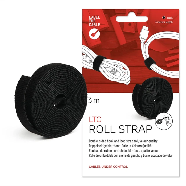 Cable Ties LABEL THE CABLE Serre-Câbles Pour Une Gestion Parfaite Des Câbles - Attache-Câbles Scratch Double-Face - Rouleau Attache-Câbles - Aspect Velours - LTC ROLL STRAP - 3 M X 16 Mm