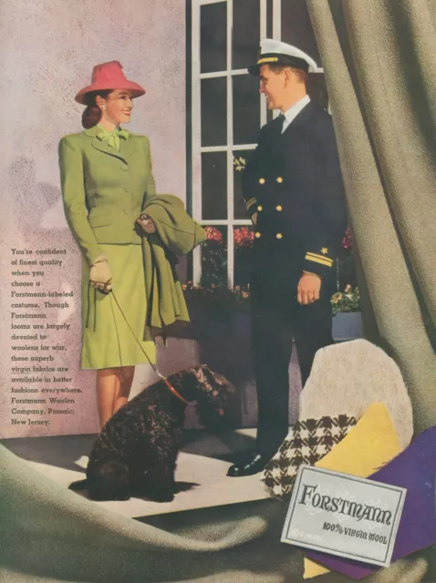 1944 Forstmann Wool WWII Dress Uniform Terrier Dog Passaic NJ Vtg Print Ad L20