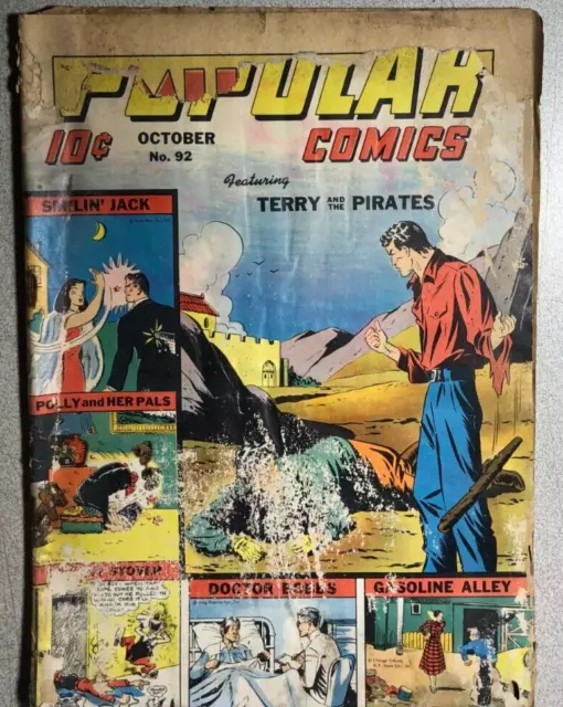 POPULAR COMICS #92 (1943) Dell Comics Terry & the Pirates FAIR