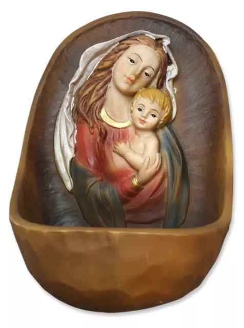 Weihwasserkessel Maria mit Jesu Kind handbemalt 12 cm Mutter Gottes Weihbecken