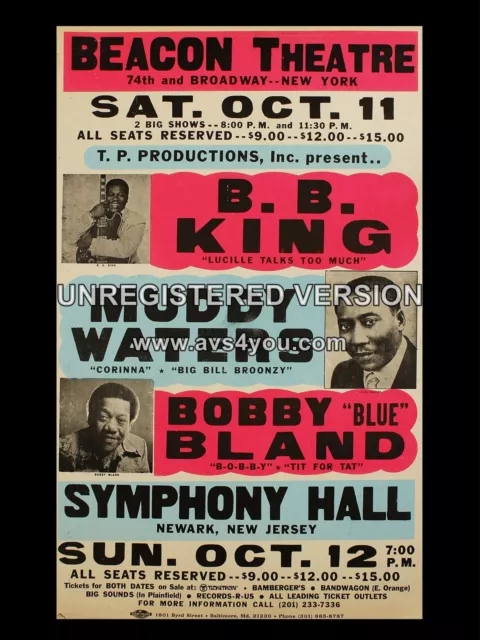 BB King / Muddy Waters New York 16" x 12" Photo Repro Concert Poster