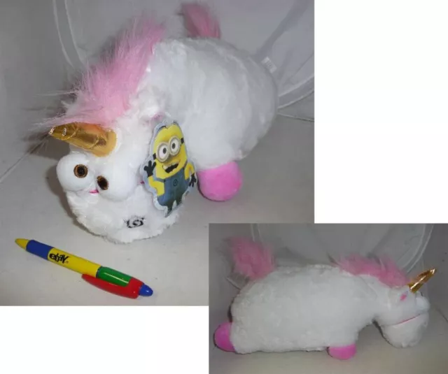 PELUCHE Grande 40cm UNICORNO Fluffy BIANCO e ROSA Minions Cattivissimo Me