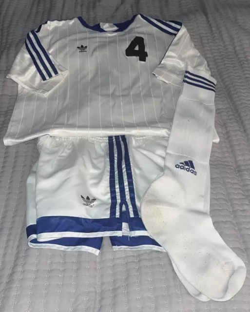 🔥 Adidas White Blue Lg Spezial Soccer Shorts White Jersey Lg Socks Nylon