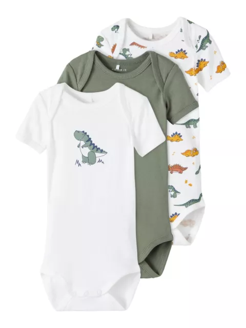 Name it Baby Jungen Body kurzarm 3er Pack Gr. 50-98 NBMBODY LAUREL WREATH DINO