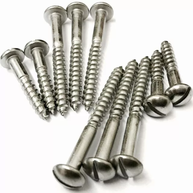 No.6 3.5mm SLOTTED ROUND HEAD WOOD SCREWS A2 STAINLESS STEEL DOME SLOT PAN DIN96