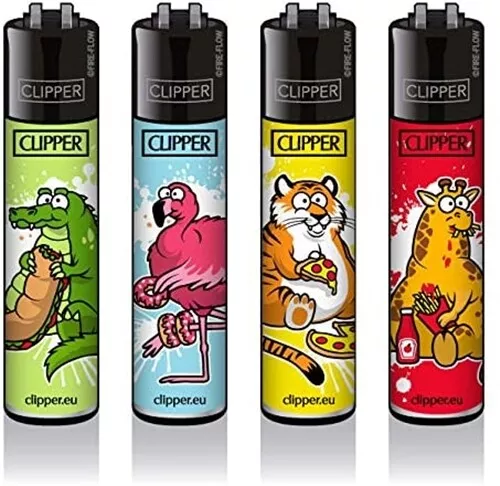 Clipper Classic LARGE Feuerzeuge Original Feuerzeug 4er Set Fat Animals 272