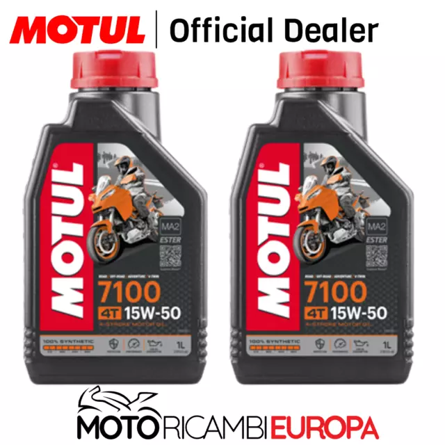 2 Litres Huile Moteur MOTUL 7100 15W50 4T MA2 100% Sintetico- Moto Scooter 4 Pas