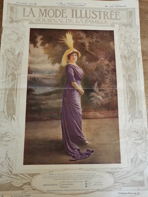 Ancienne Revue La Mode Illustrée 1913 - Gravure Couture + Patron N20 - Occasion (plus De 120 Ans)