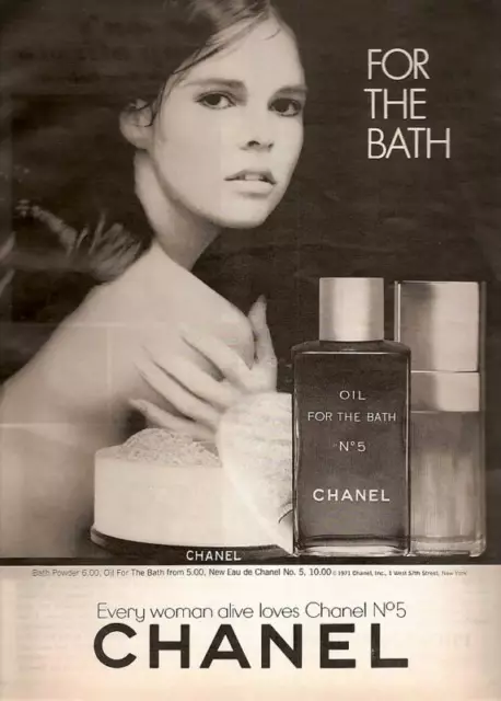 1969 Chanel No. 5 Perfume Cologne Bath Oil Bottles photo 2-page vintage  print ad