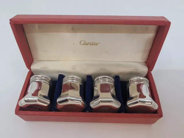 Vintage Cartier Set of 4 Sterling Silver Salt and Pepper Shakers