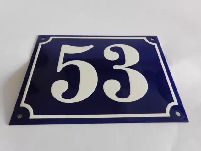 XL Large French Handmade Enamel Porcelain 8″x 5.75″ House Street Number Sign 53 2