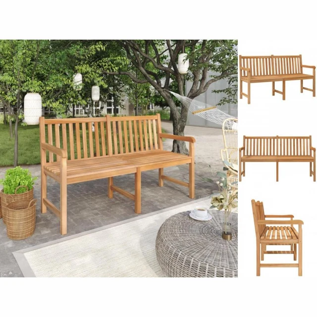 VidaXL Teak Massiv Gartenbank S-Form 2-Sitzer Sitzbank Parkbank
