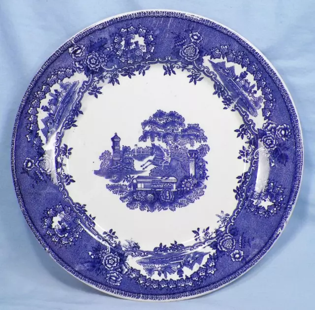 Estatua Blue Transfer Uuncheon Plate Gilman Cte Sacavem Portugal Man on Horse