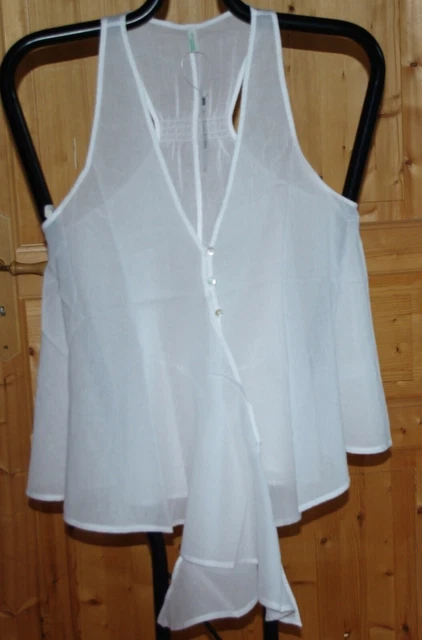 Chemisier Voile Polyester Blanc à Pois Noirs - Taille M - Occasion état Neuf - Osley