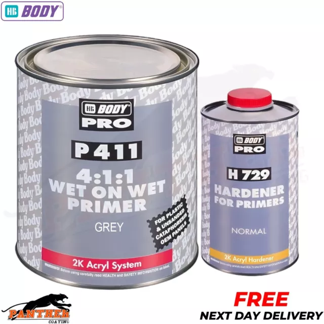 Hb Body P 411 4:1:1 Wet On Wet Primer Grey With H729 Hardener 1.25 Ltr Kit