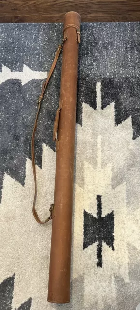 Mulholland Brothers Leather Fly Rod Carry Bag Travel Tube for 9ft 2 piece rods.