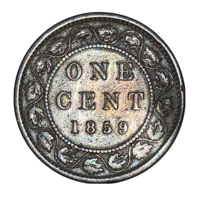 Canada 1859 One 1 Cent Coin Large Penny Queen Victoria Regina Bronze 25.4mm KM#1