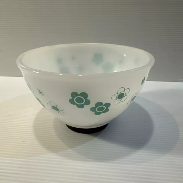 Rare Vintage Agee Pyrex Small Nesting Bowl 5”/12.5cm Bazaar Turquoise Blossom