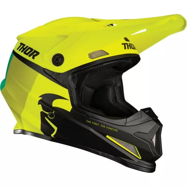 Casco Thor Giallo Fluo Verde Nero Sector Racer Moto Cross Enduro Motard Taglia L