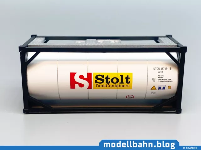 Schwarz weißer 20ft Tank-Container "Stolt" in 1:87 (H0)