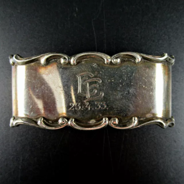 Lutz & Weiss Serviettenring Silber 835 Initialen 24.03.1933 Silver Napkin Ring